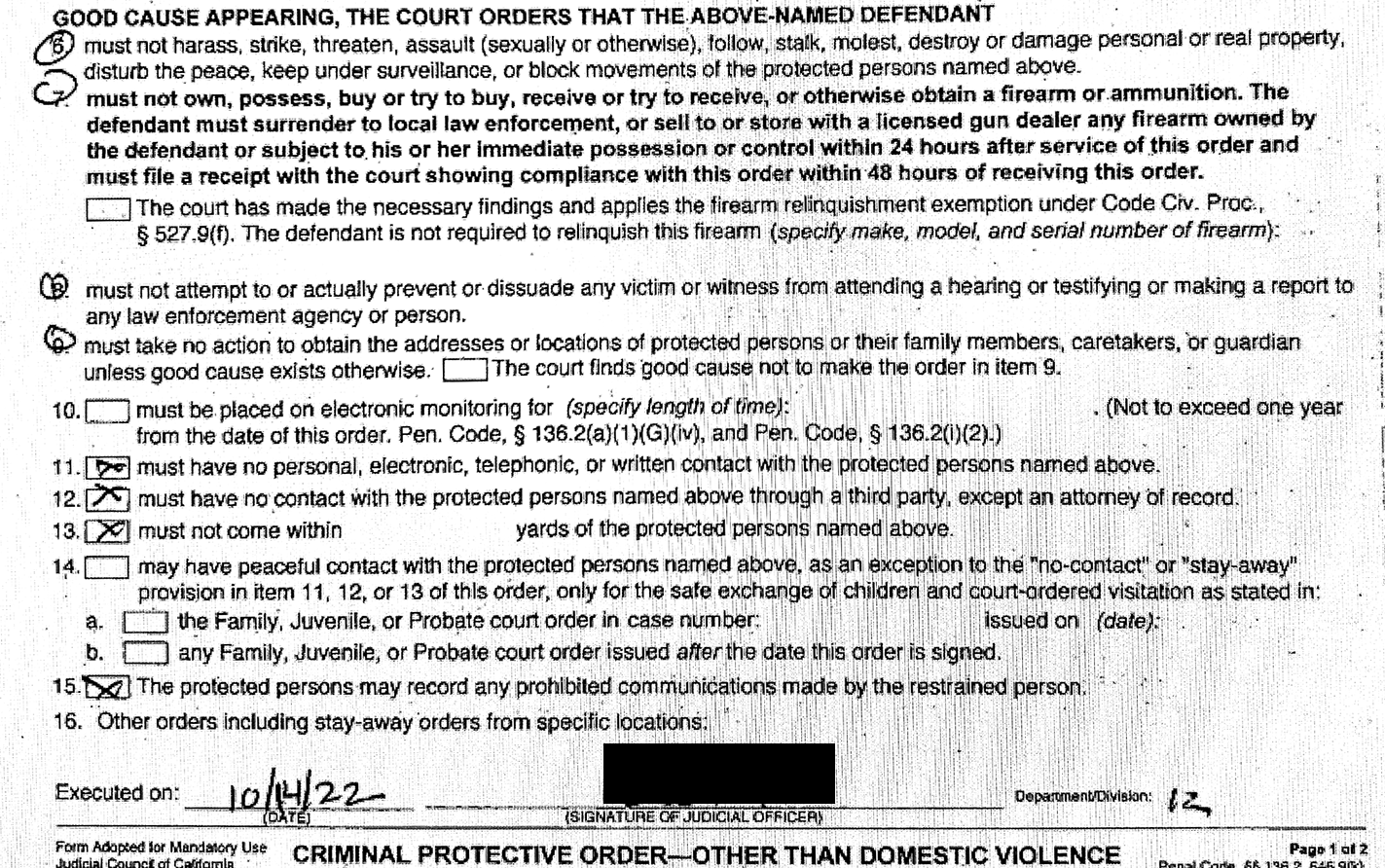 New restraining order issued against Aleandro Canche