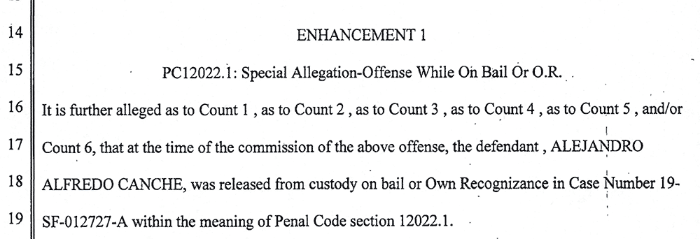 Special allegation while on bail or own recognizance