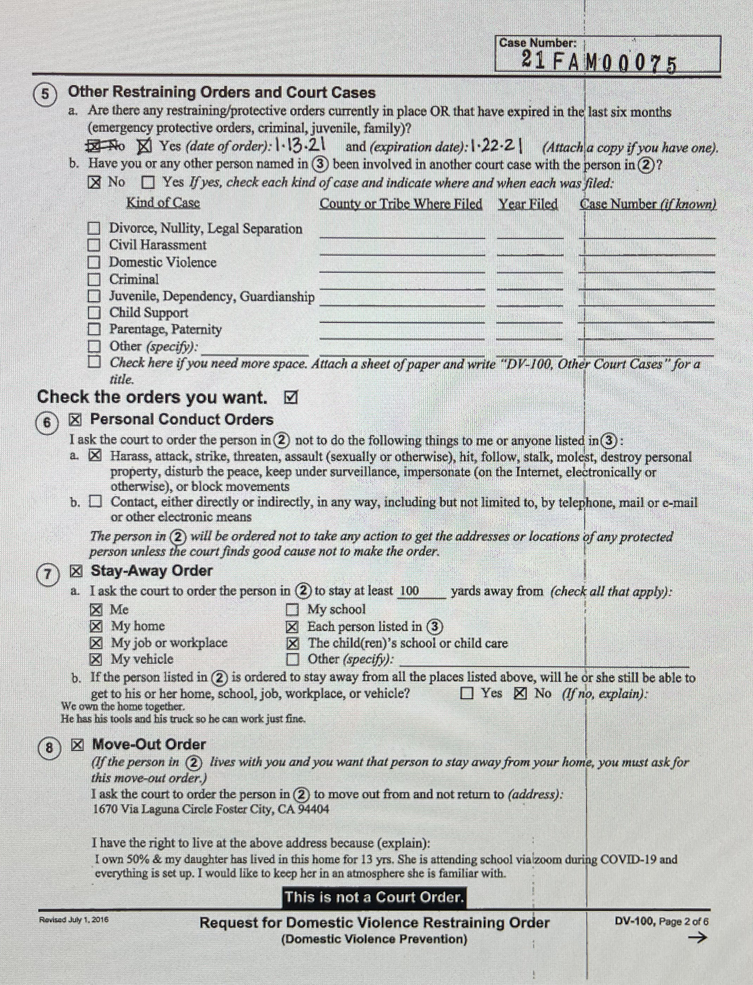 Kelliy McGuirk requests a move-out order on an address that does not exist