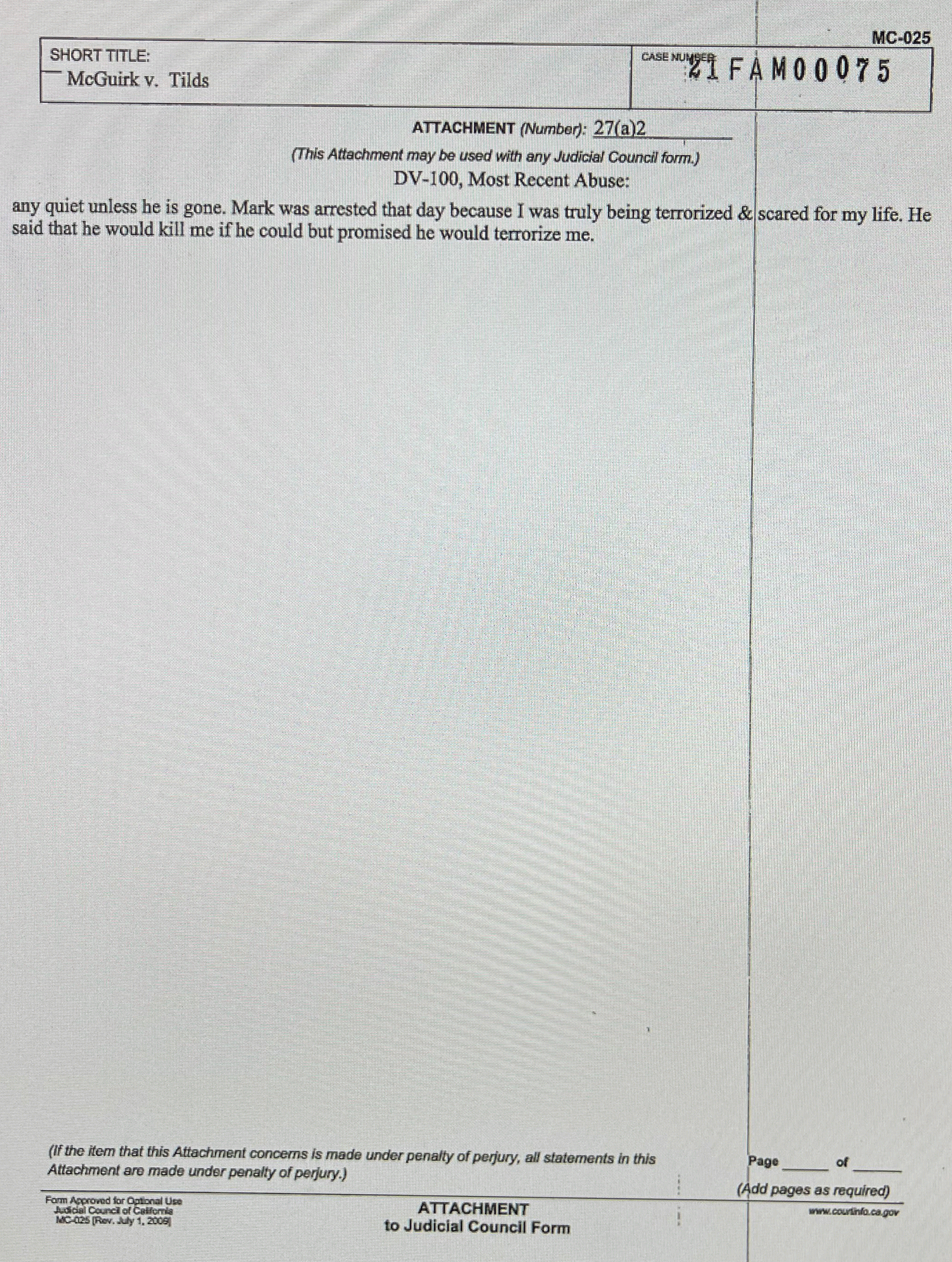 Kelly McGuirk describes Mark Tilds saying that he would kill her if he could