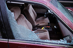 car with smashed window