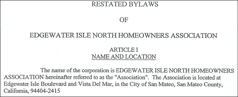 Proposed change to Edgewater Isle bylaws -- notice removed section