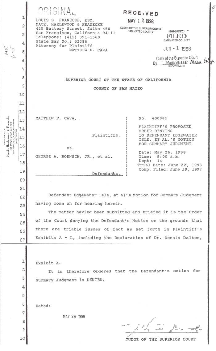 Edgewater Isle's motion for summary judgment is denied