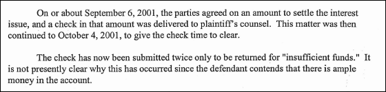 Edgewater Isle North bounced check