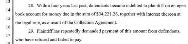 excerpt from lawsuit complaint filed with court