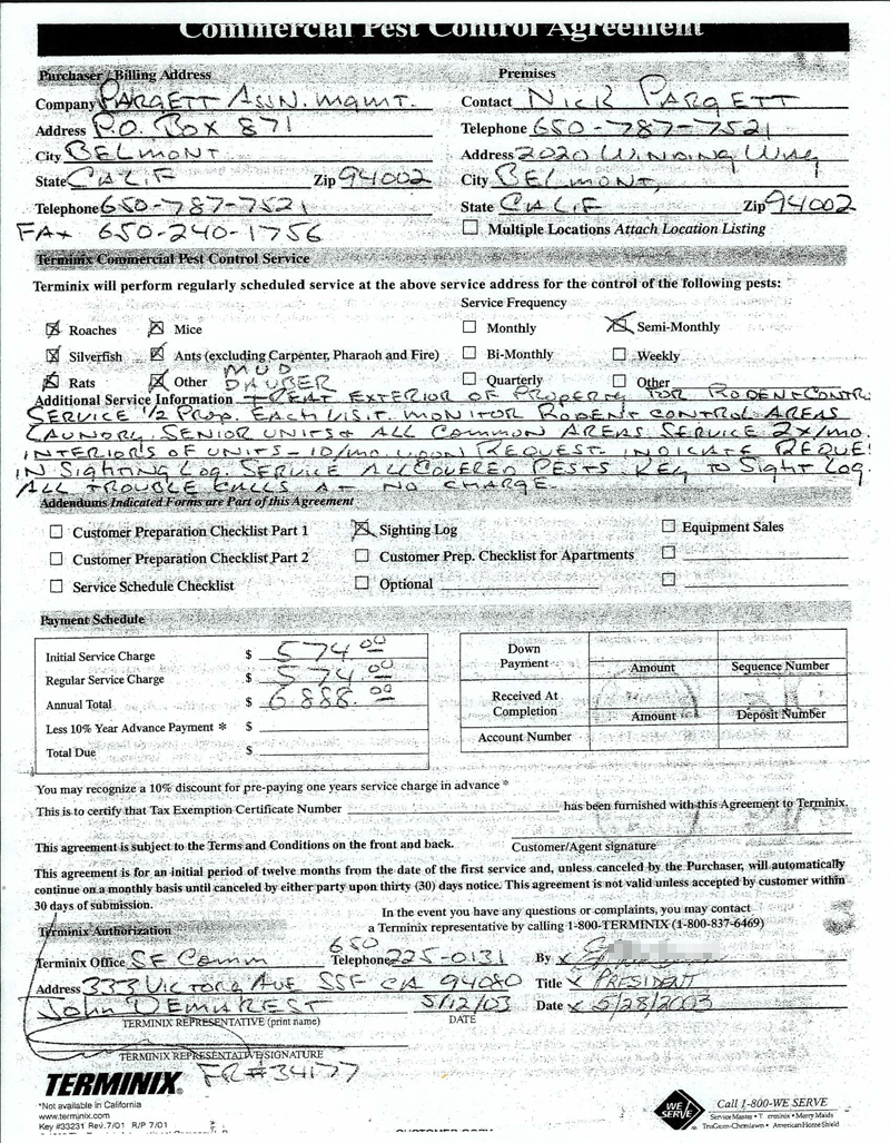 Association has a contract, indicates responsibility for rat infestation