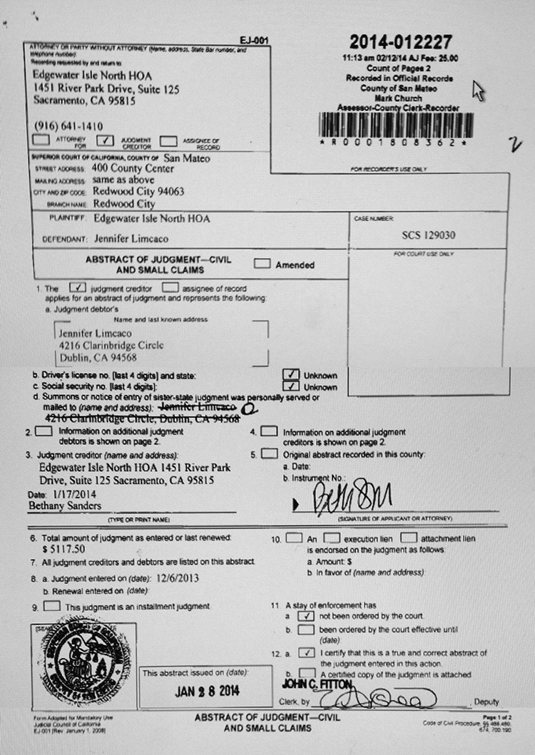 2021 Vista Del Mar, San Mateo is foreclosed on by Edgewater Isle homeowners association