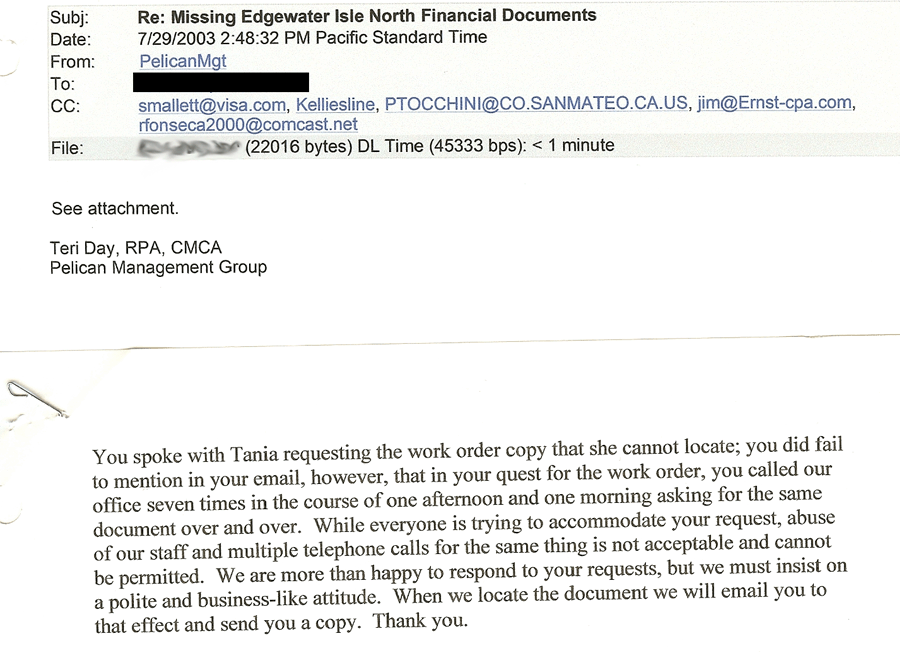 Teri Day of Pelican Management Group is a liar