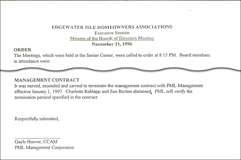 Edgewater Isle terminates contract with PML Property Management