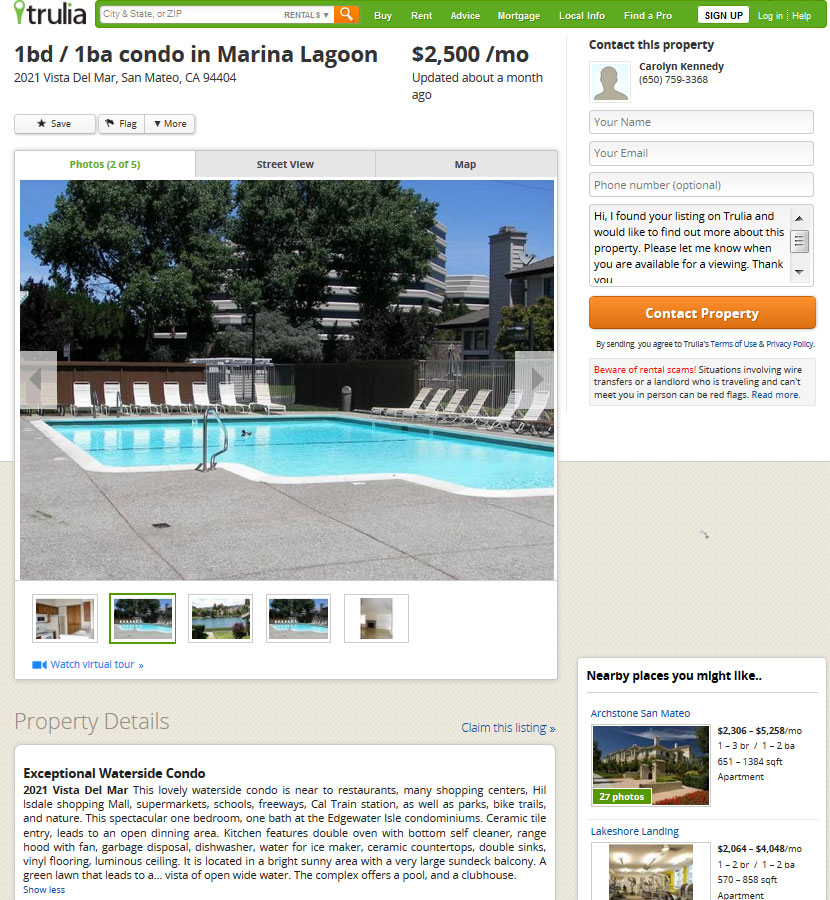 2021 Vista Del Mar rental listing