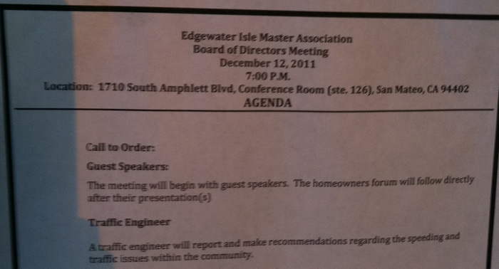 traffic engineer at Edgewater Isle Master meeting