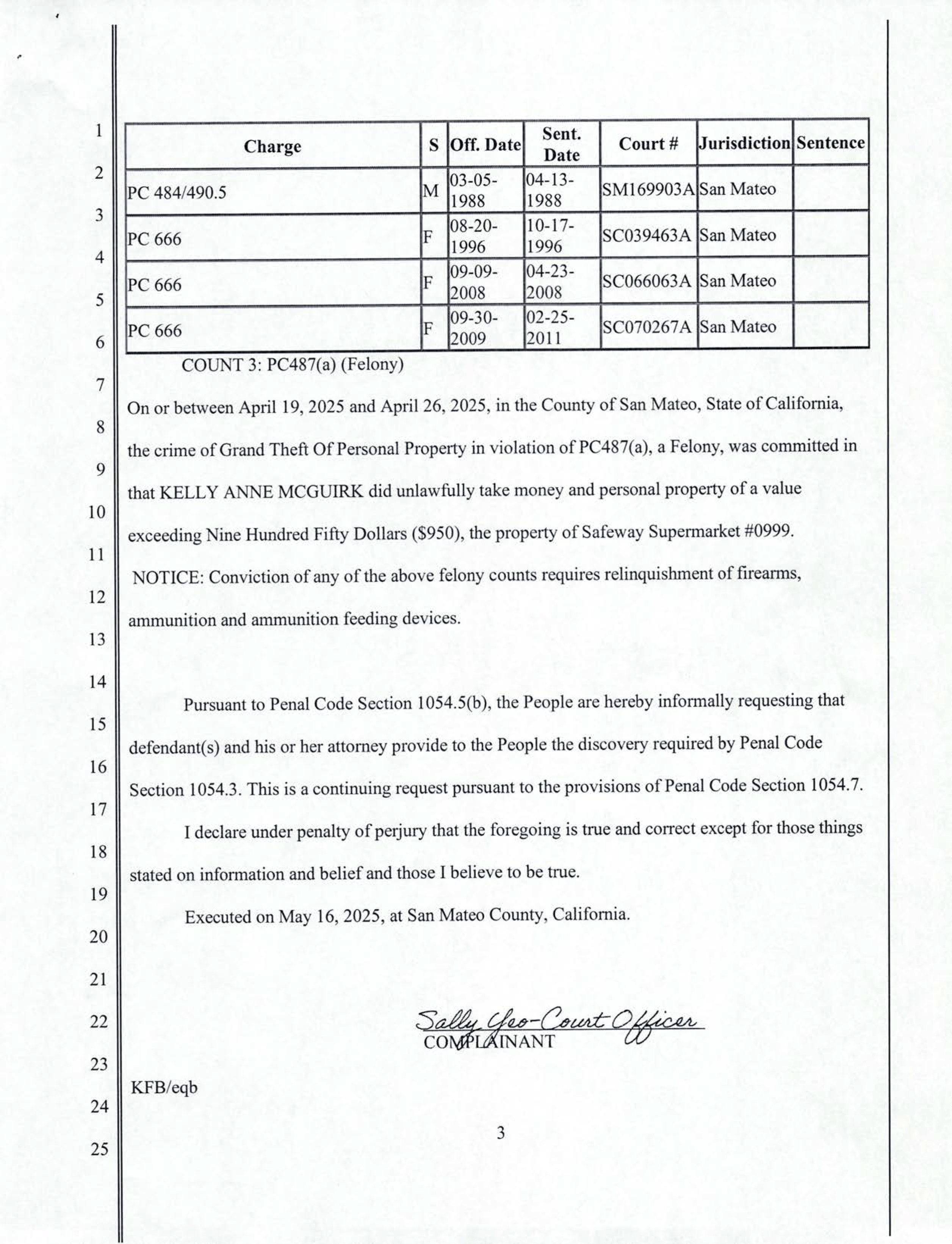 Kelly McGuirk criminally charged with stealing from Safeway in April 2025