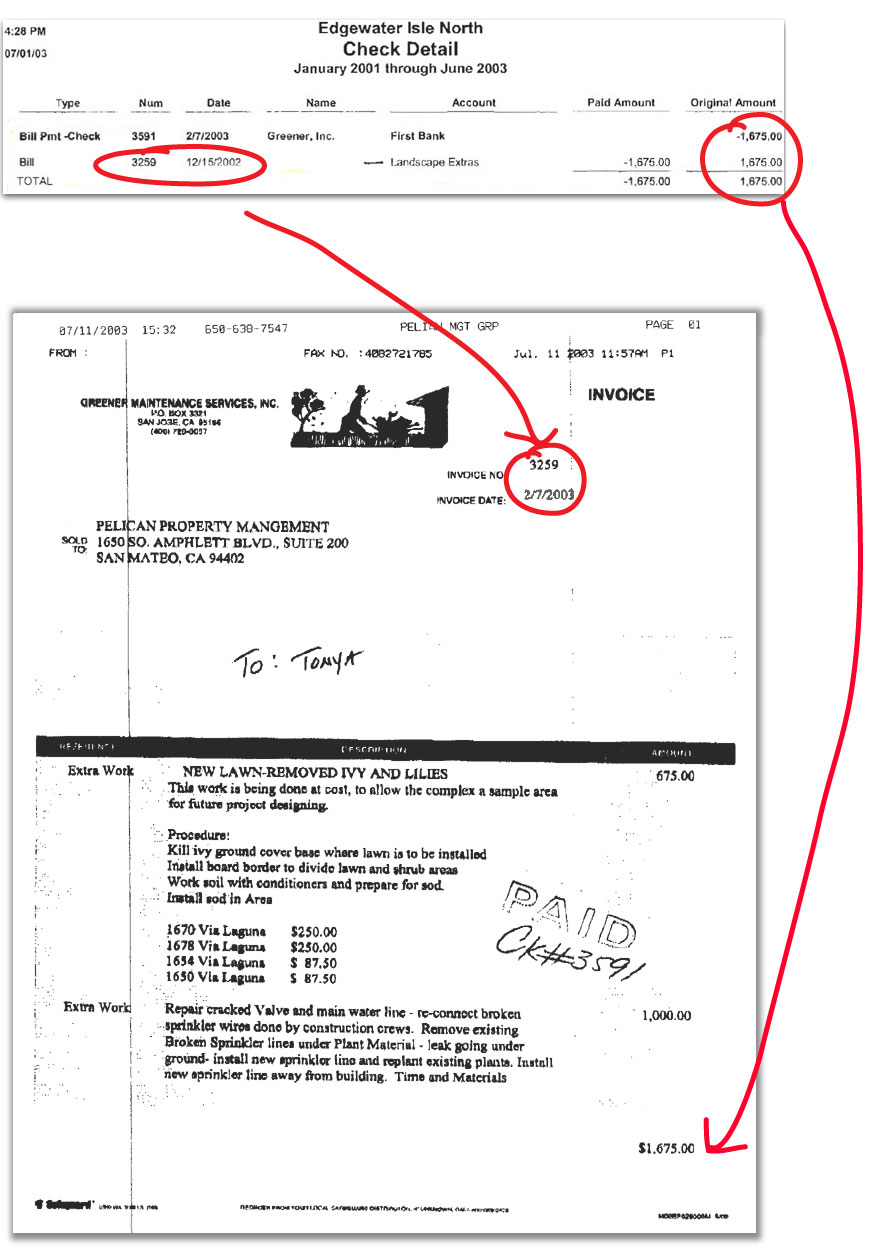 Greener Maintenance invoice date does not match with check register's date
