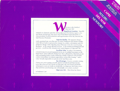 Edgewater Isle brochure introduction page