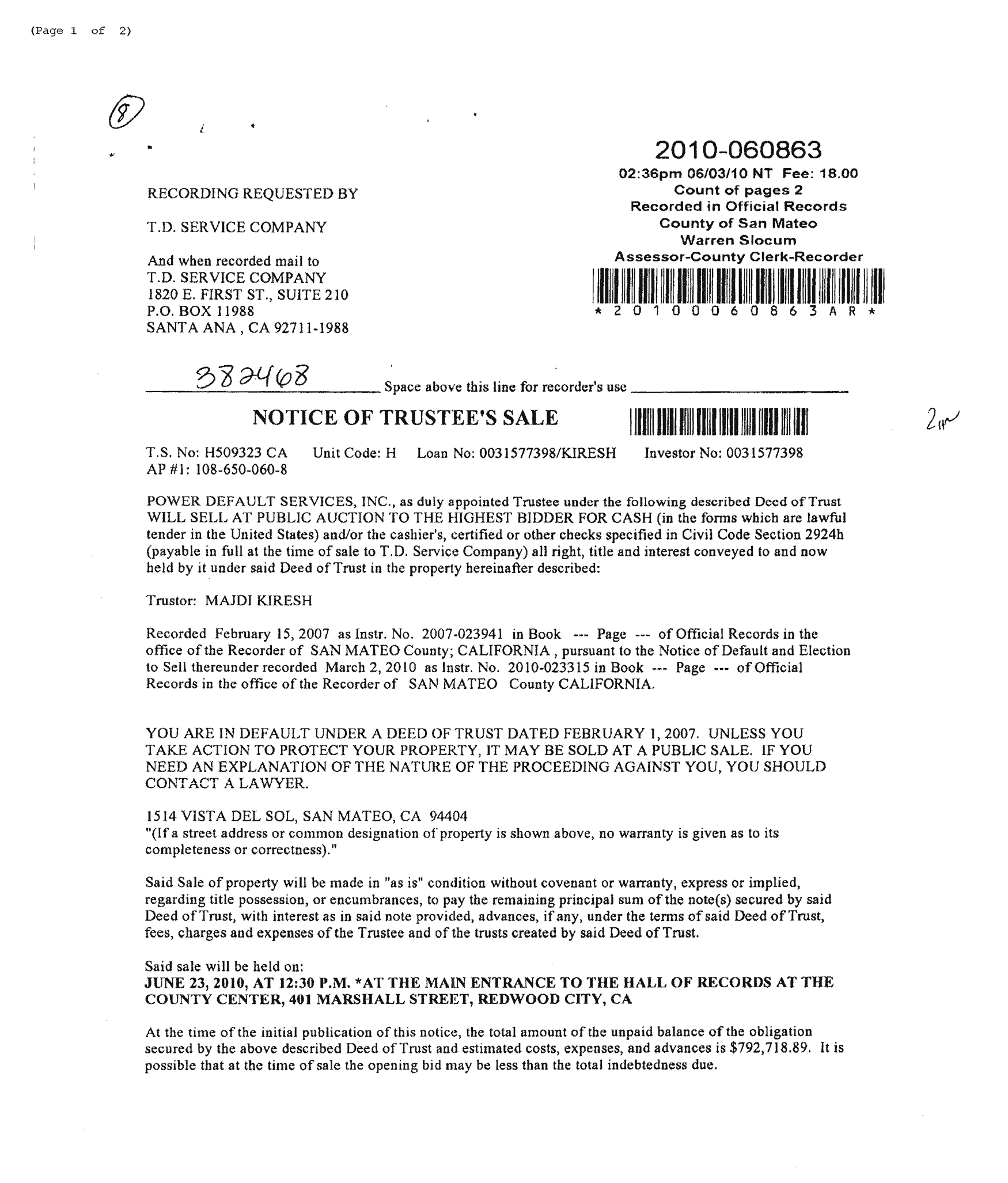 Foreclosure at 1514 Vista Del Sol at Edgewater Isle