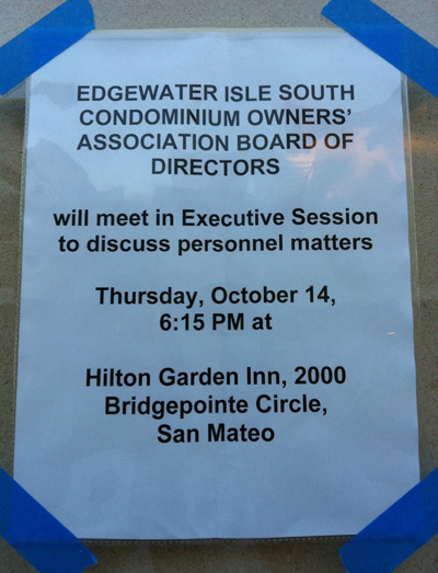 Edgewater Isle South will meet in Executive Session