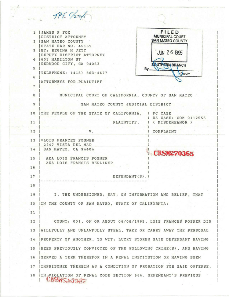 Moxi Posner was convicted of stealing from Lucky in Foster City